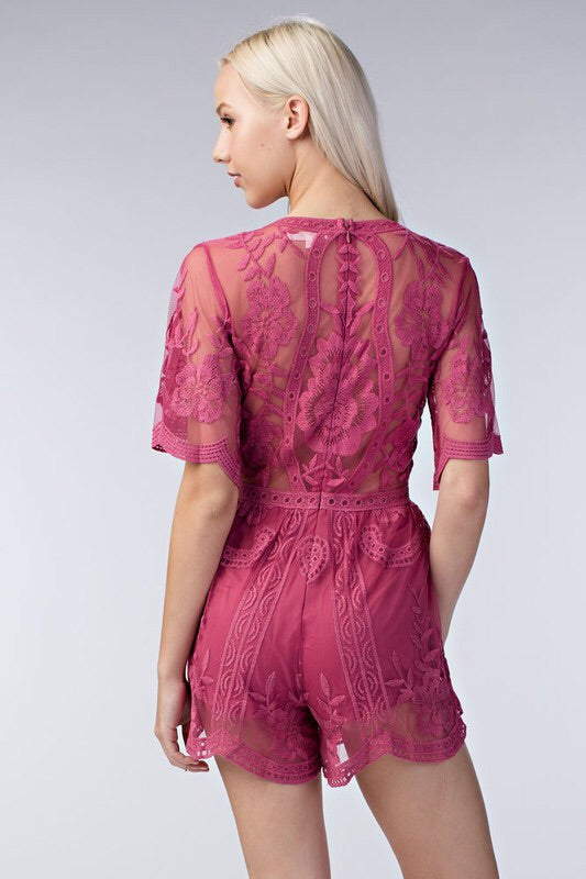 Raspberry Lace Romper