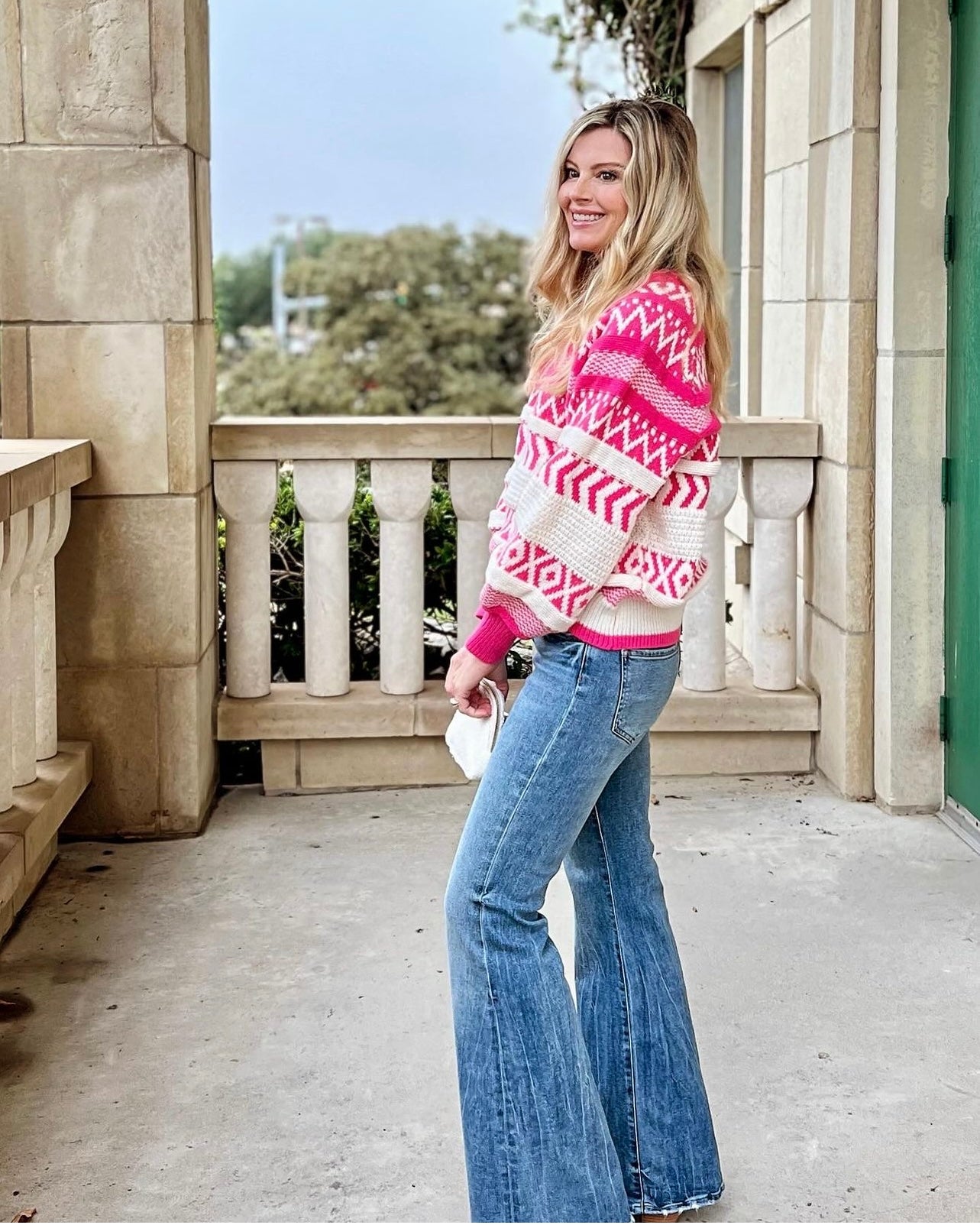 Ivy Crewneck Patterned Knit Sweater