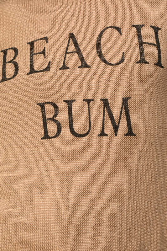 BEACH BUM Round Neck Long Sleeve Knit Sweater