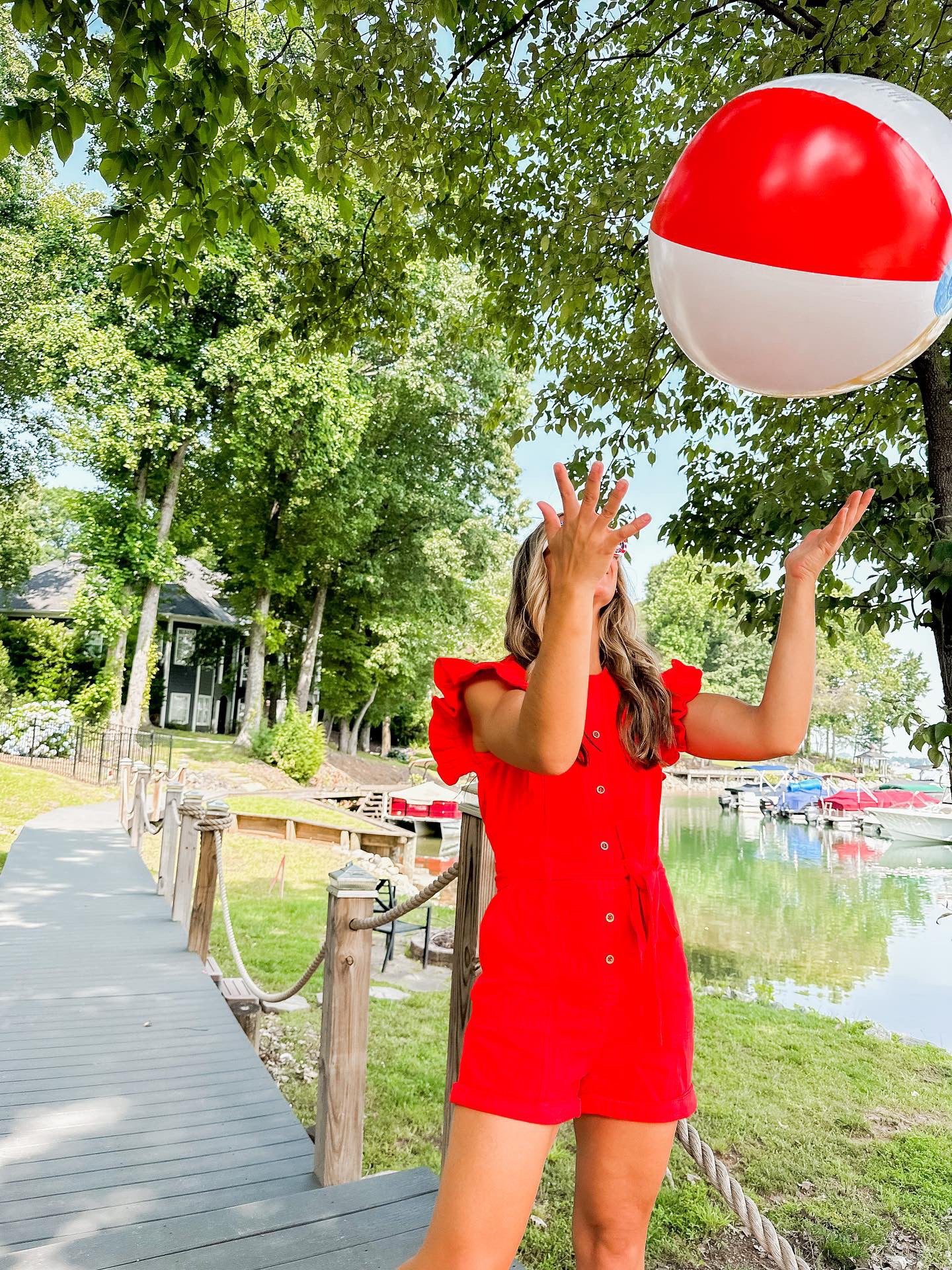 Portia Ruffle Sleeve Belted Denim Romper