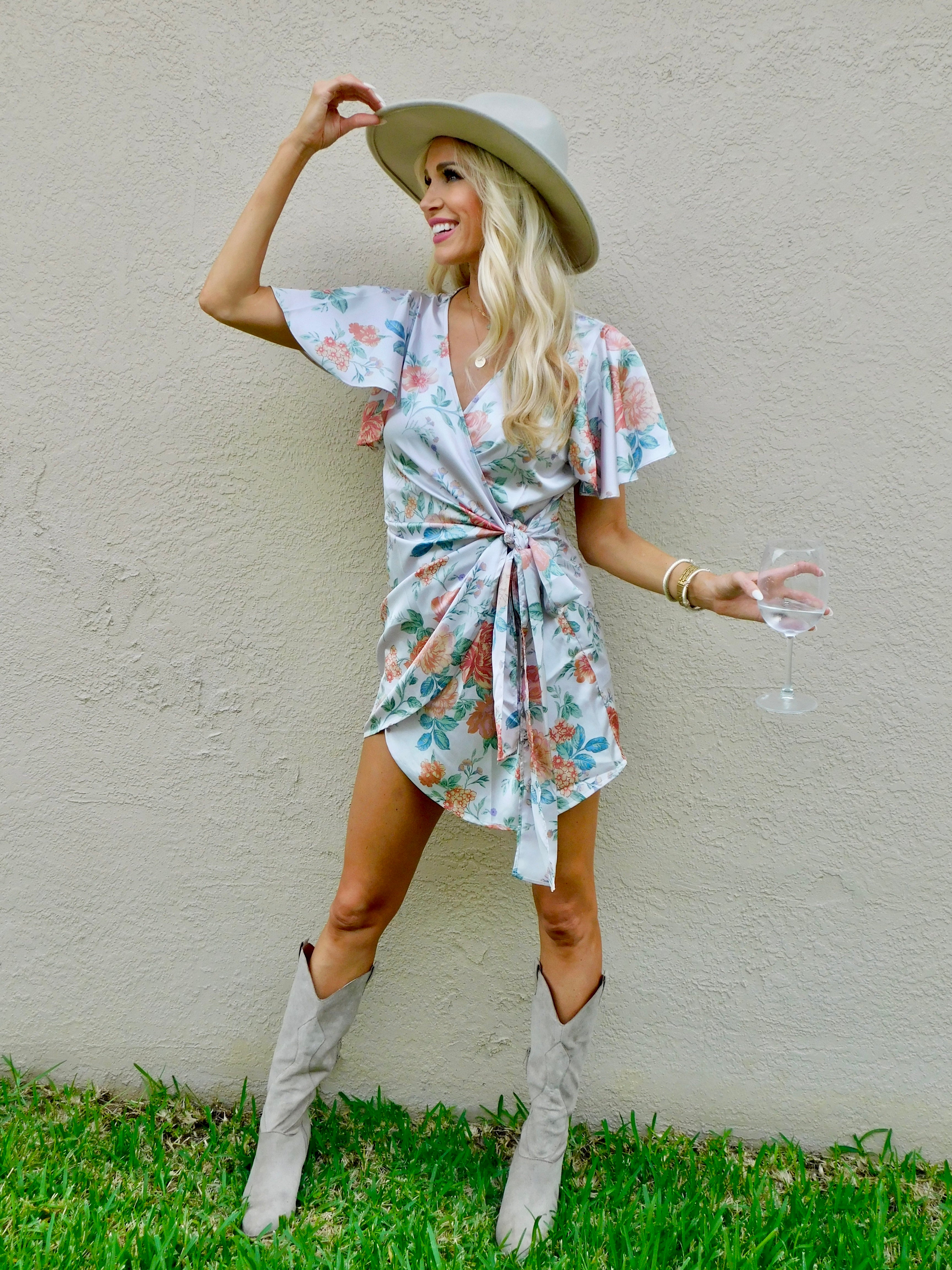 Aurora Floral Print Satin Mini Dress